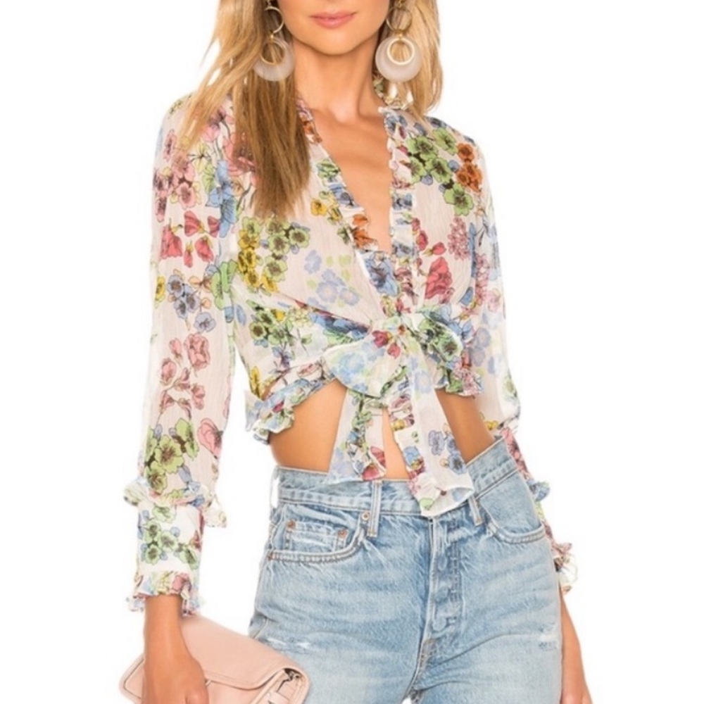 Alexis floral wrap/tie top